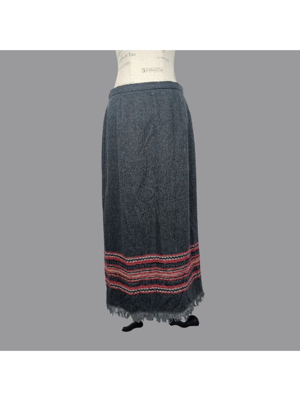 Vintage Y2K Sag Harbor Skirt 12 Large Maxi Gray Pencil Embroidered NWT